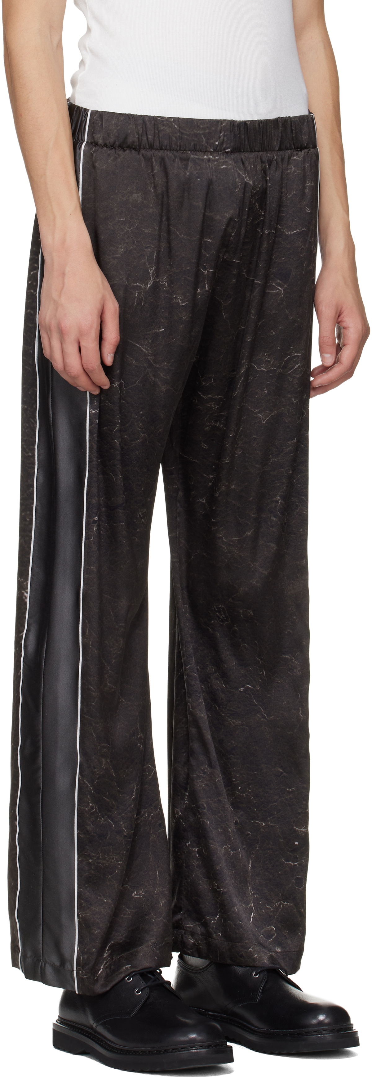 Serapis Brown Satin Silk Football Track Pants