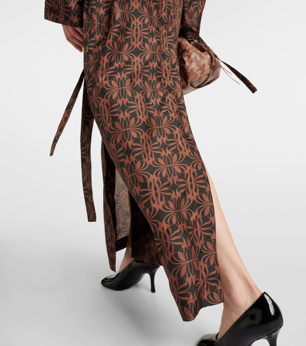 Dries Van Noten Printed silk satin trench coat