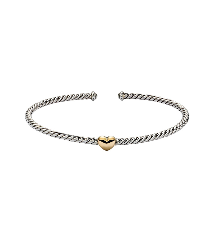 Photo: David Yurman Micro Cable Flex® Heart Station 14kt gold (585/1000) and 925 sterling silver bracelet