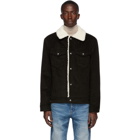 Maison Kitsune Black Corduroy Trucker Jacket