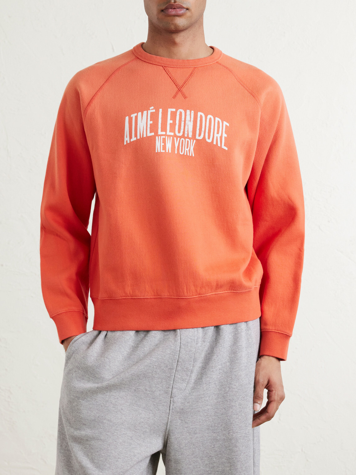 Aimé Leon Dore - Logo-Print Cotton-Blend Jersey Sweatshirt - Orange