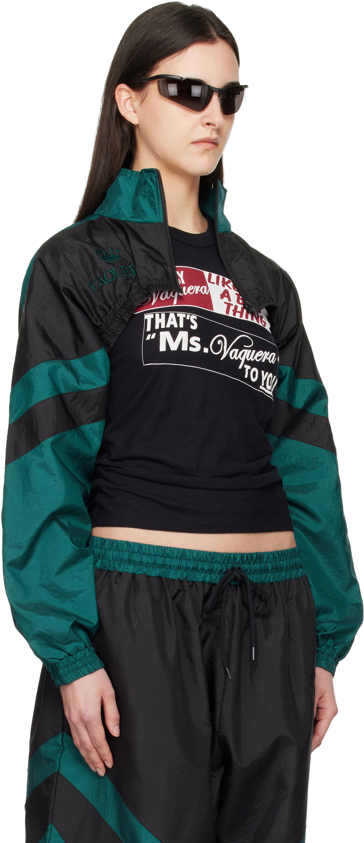 VAQUERA Green & Black Cropped Windbreaker Jacket