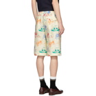 Gucci Off-White and Multicolor Linen Disney Edition Shorts