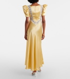Rodarte Lace-trimmed ruched silk satin maxi dress
