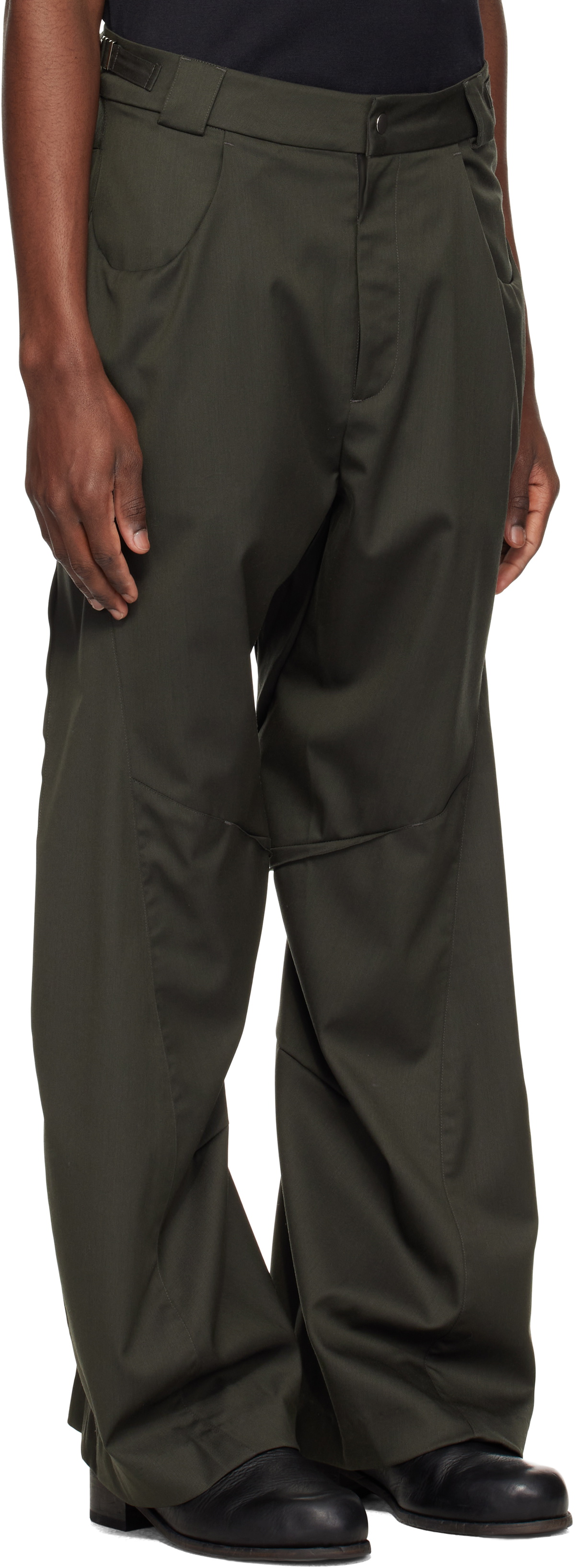 CMMAWEAR Khaki Darted Drape Trousers