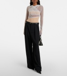 Nensi Dojaka Cutout ruched sheer bodysuit