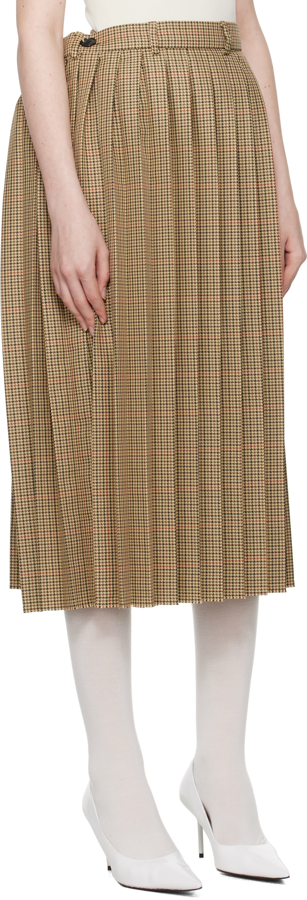 MARIE ADAM-LEENAERDT Beige Pleated Midi Skirt