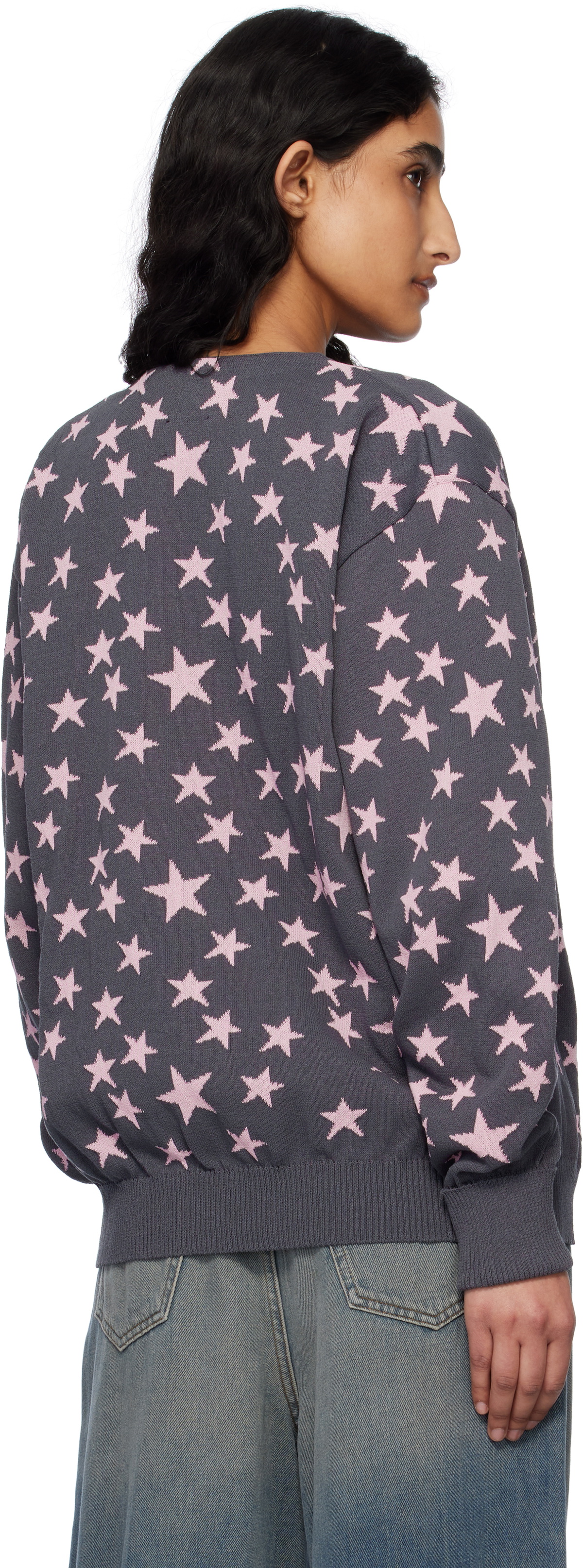 NEEDLES Gray & Pink V-Neck Cardigan