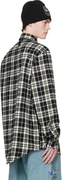 VETEMENTS Black & White Leather Cross Flannel Shirt