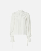 Pinko Silk Blend Blouse With Ruffled Sleeves Vanilla Ice Cream White