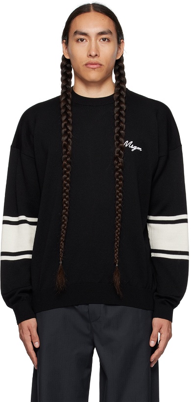 Photo: MSGM Black Embroidered Sweater