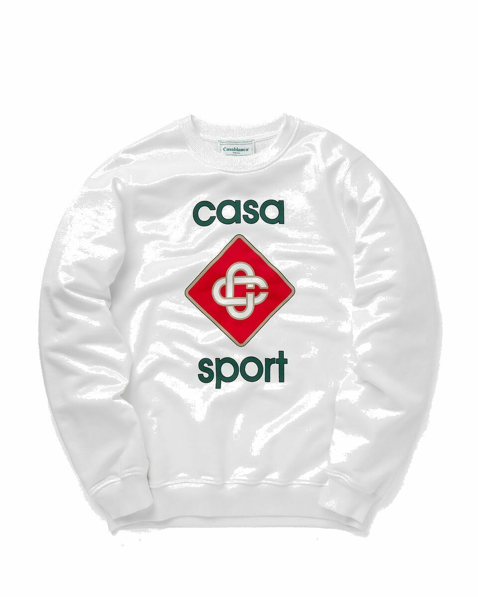 Photo: Casablanca Casa Sport Icon Screen Printed Sweatshirt White - Mens - Sweatshirts