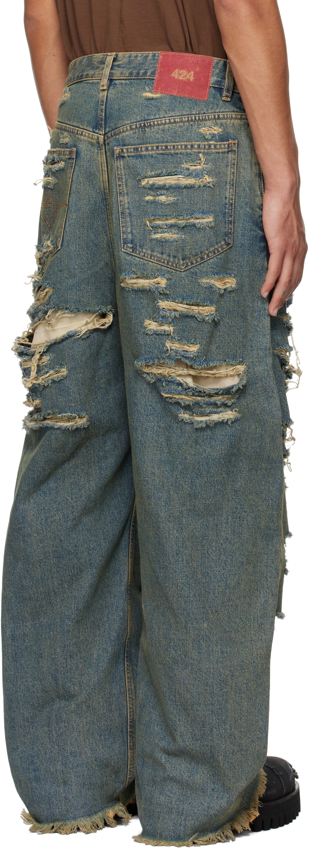 424 Blue Big Daddy Ripped Jeans
