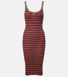 Prada Logo ribbed-knit cotton midi dress