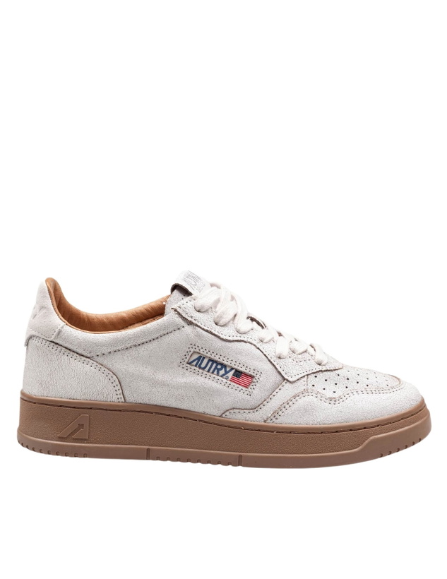 Photo: Autry Medalist Sneakers In Leather With Craquele Effect White Color