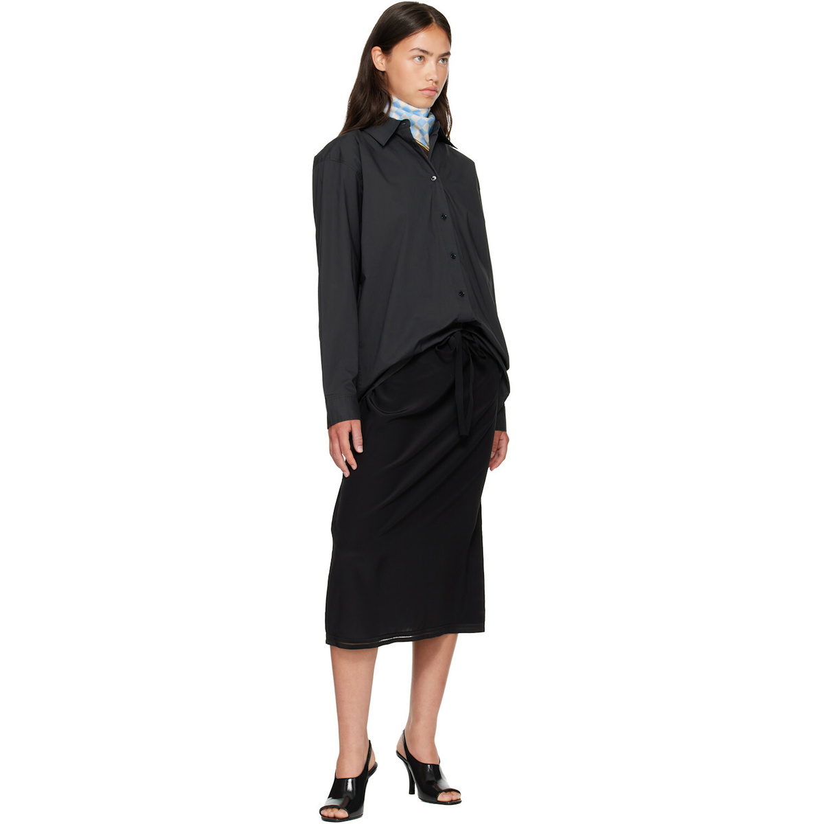 TOTEME Blue & Off-White Cotton Silk Scarf
