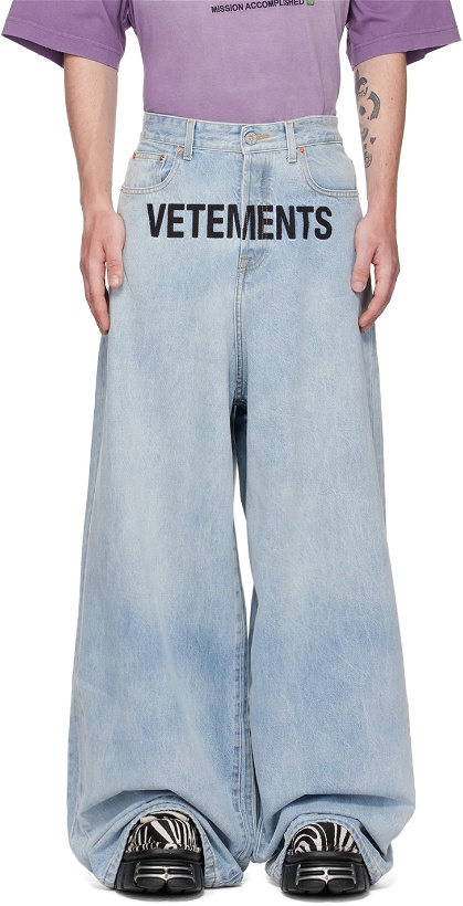 Photo: VETEMENTS Blue Embroidered Jeans