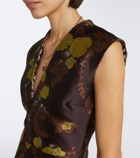 La DoubleJ Devon feather-trimmed jacquard midi dress