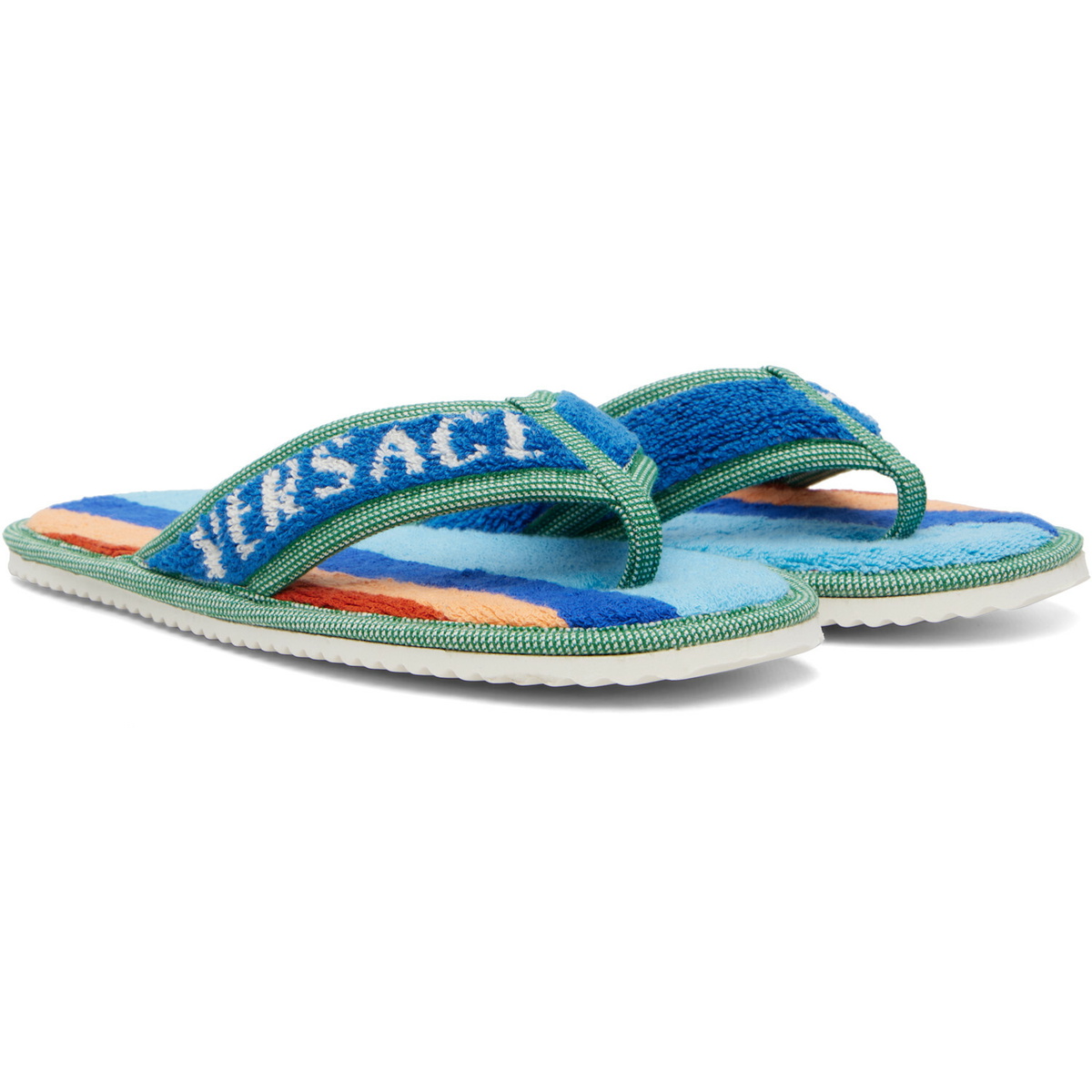 Versace Blue Medusa Jacquard Flip-Flops