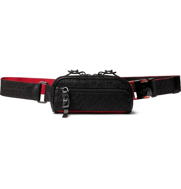Photo: CHRISTIAN LOUBOUTIN - Blaster Leather-Trimmed Logo-Jacquard Belt Bag - Black