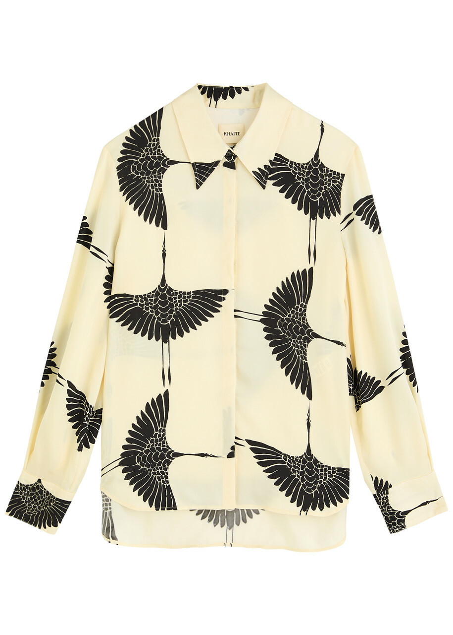 【関税込み】KHAITE THE MINTA TOP Khaite Minta Printed Satin Shirt Cream Khaite