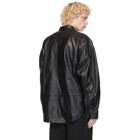 Juun.J Black Leather Shirt Jacket