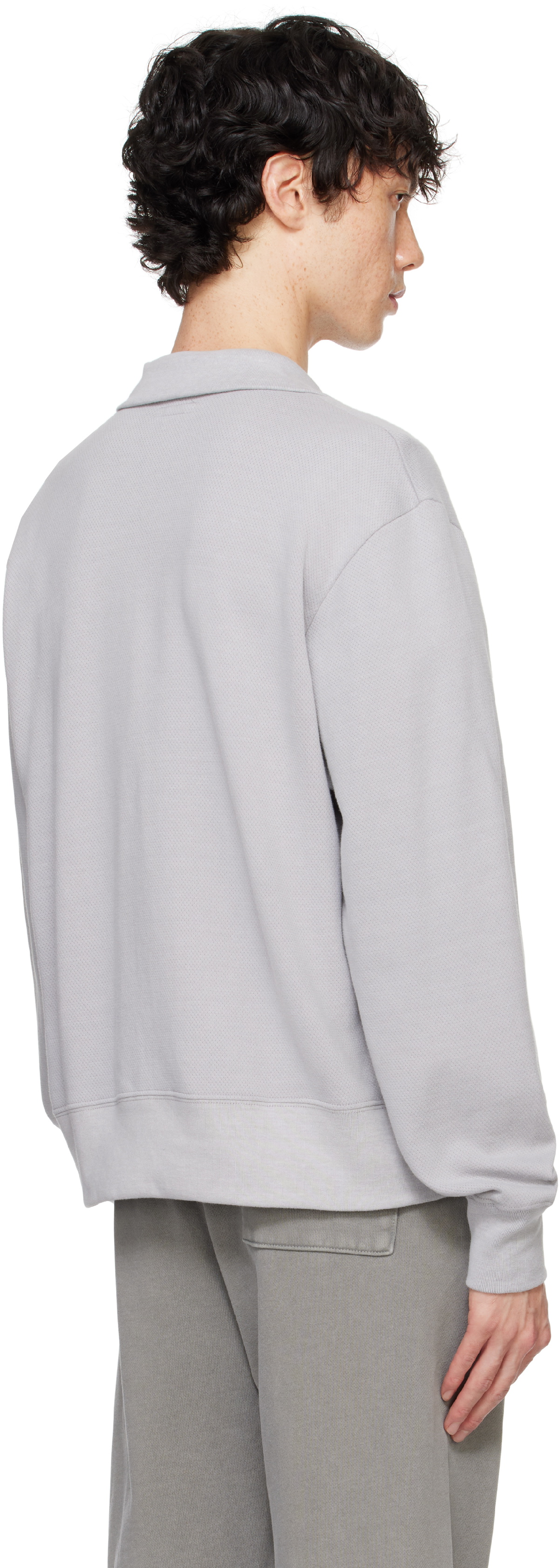 Lady White Co. Gray Mesh Full Zip Sweater