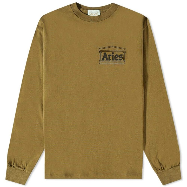 Photo: Aries Men's Long Sleeve Temple T-Shirt in Olive