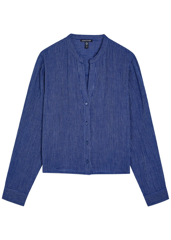 Photo: Eileen Fisher Striped Cotton Blouse Navy