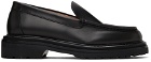 Legres Black Leather Double Chunky Loafers