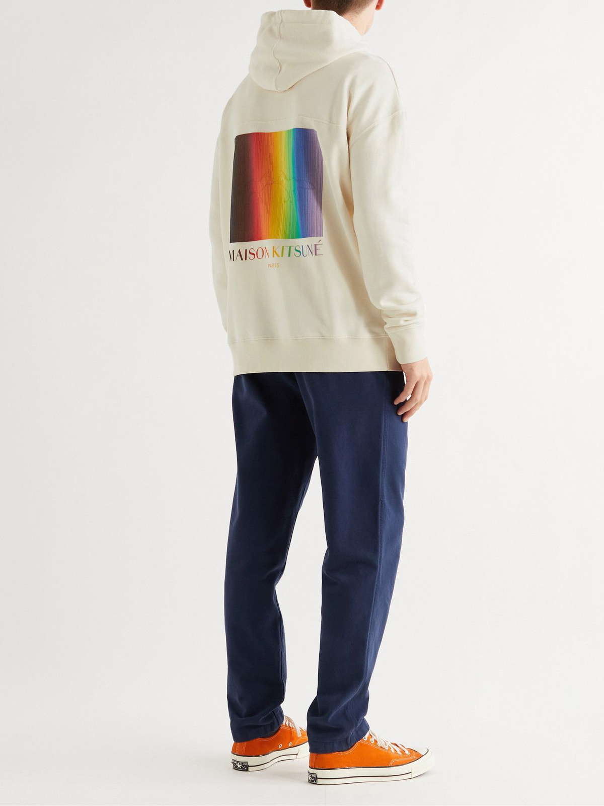 MAISON KITSUNÉ - Trevor Project Embroidered Cotton-Jersey Hoodie - Neutrals