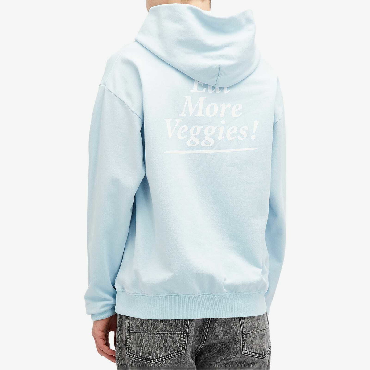 Sporty & Rich Men's Eat More Veggies Hoodie in Baby Blue/White