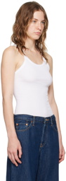 Re/Done White Hanes Edition Ribbed Tank Top