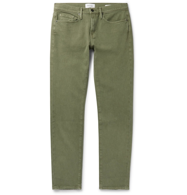 Photo: FRAME - L'Homme Slim-Fit Stretch-Denim Jeans - Green