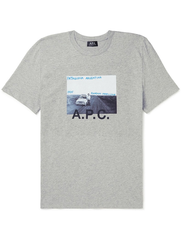 Photo: A.P.C. - Gauthier Printed Cotton-Jersey T-Shirt - Gray