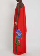 Borgo DE Nor Lani Floral-print One-shoulder Crepe Maxi Dress Red