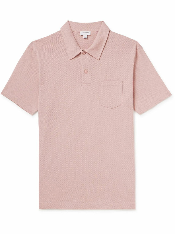 Photo: Sunspel - Riviera Slim-Fit Cotton-Mesh Polo Shirt - Pink