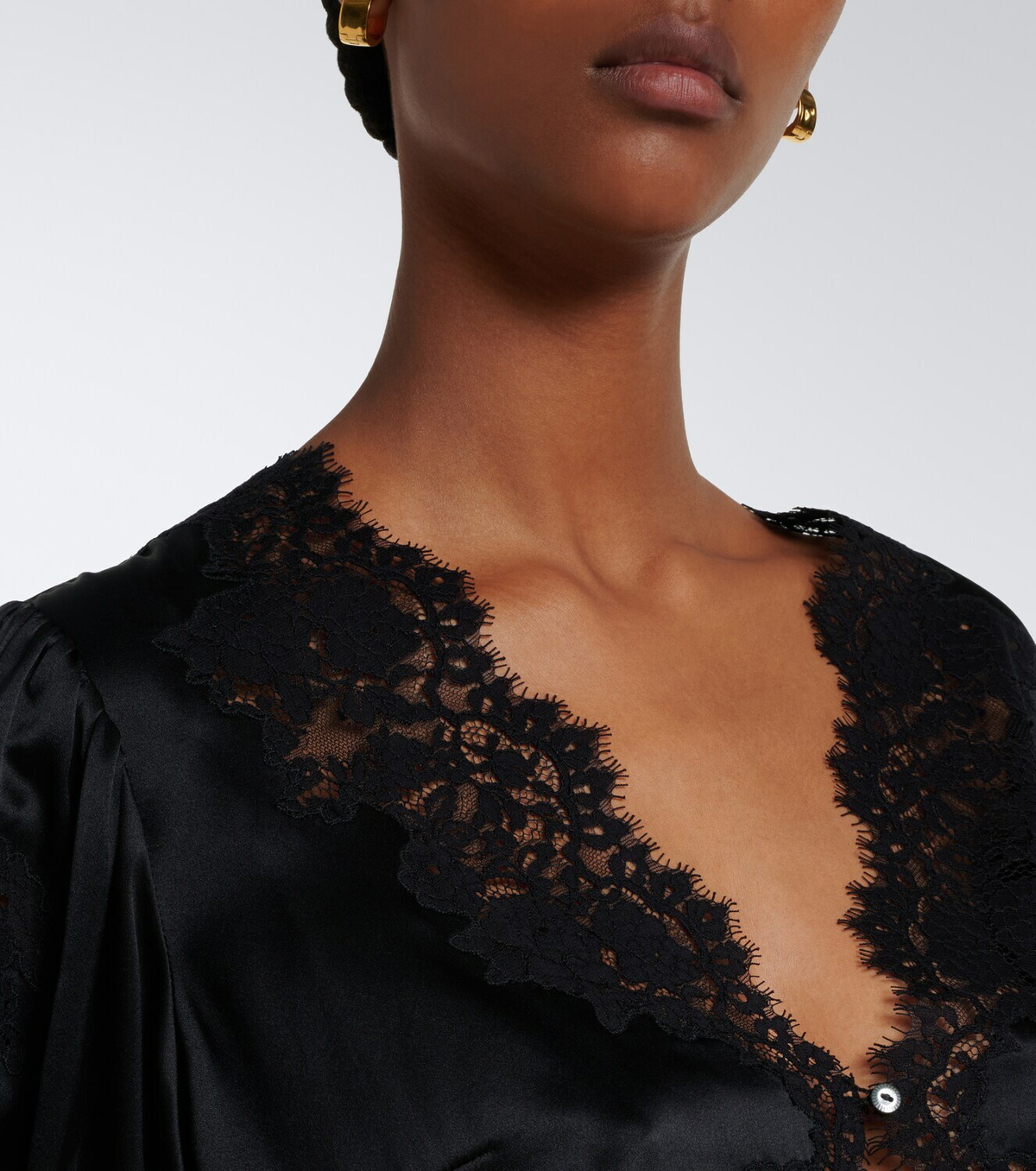 Dôen Idella lace-trimmed silk satin top