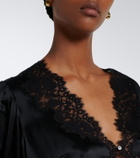 Dôen Idella lace-trimmed silk satin top