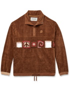 STORY MFG. - Polite Oversized Crochet-Trimmed Organic Cotton-Velvet Sweatshirt - Brown - M