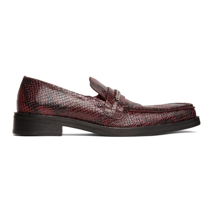 Photo: Martine Rose Red Embossed Square Toe Loafers