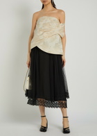 Simone Rocha Floral-jacquard Gathered Satin top Cream
