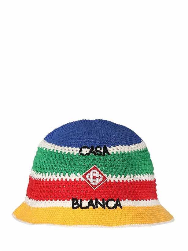 Photo: CASABLANCA - Striped Cotton Crochet Bucket Hat