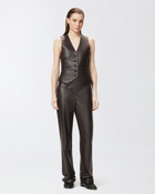 Pinko Reimagine By Pinko X Patrick Mc Dowell Leather Waistcoat Deep Brown