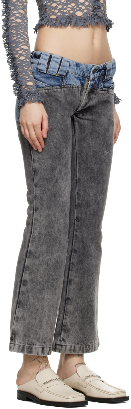 BARRAGÁN SSENSE Exclusive Blue & Black Cruz Flare Leg Jeans