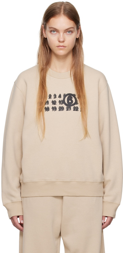 Photo: MM6 Maison Margiela Beige Printed Sweatshirt