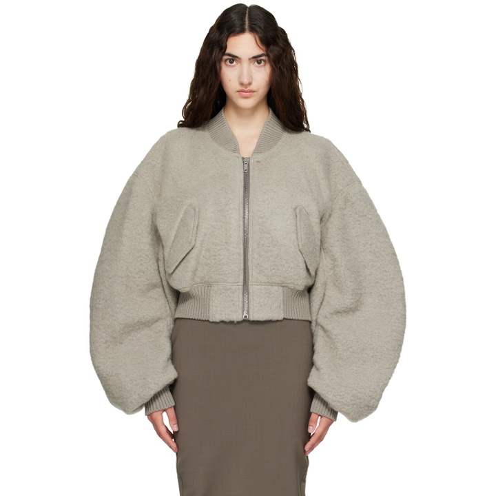 Photo: Rick Owens Gray Tower Secchia Cropped Flight Jacket