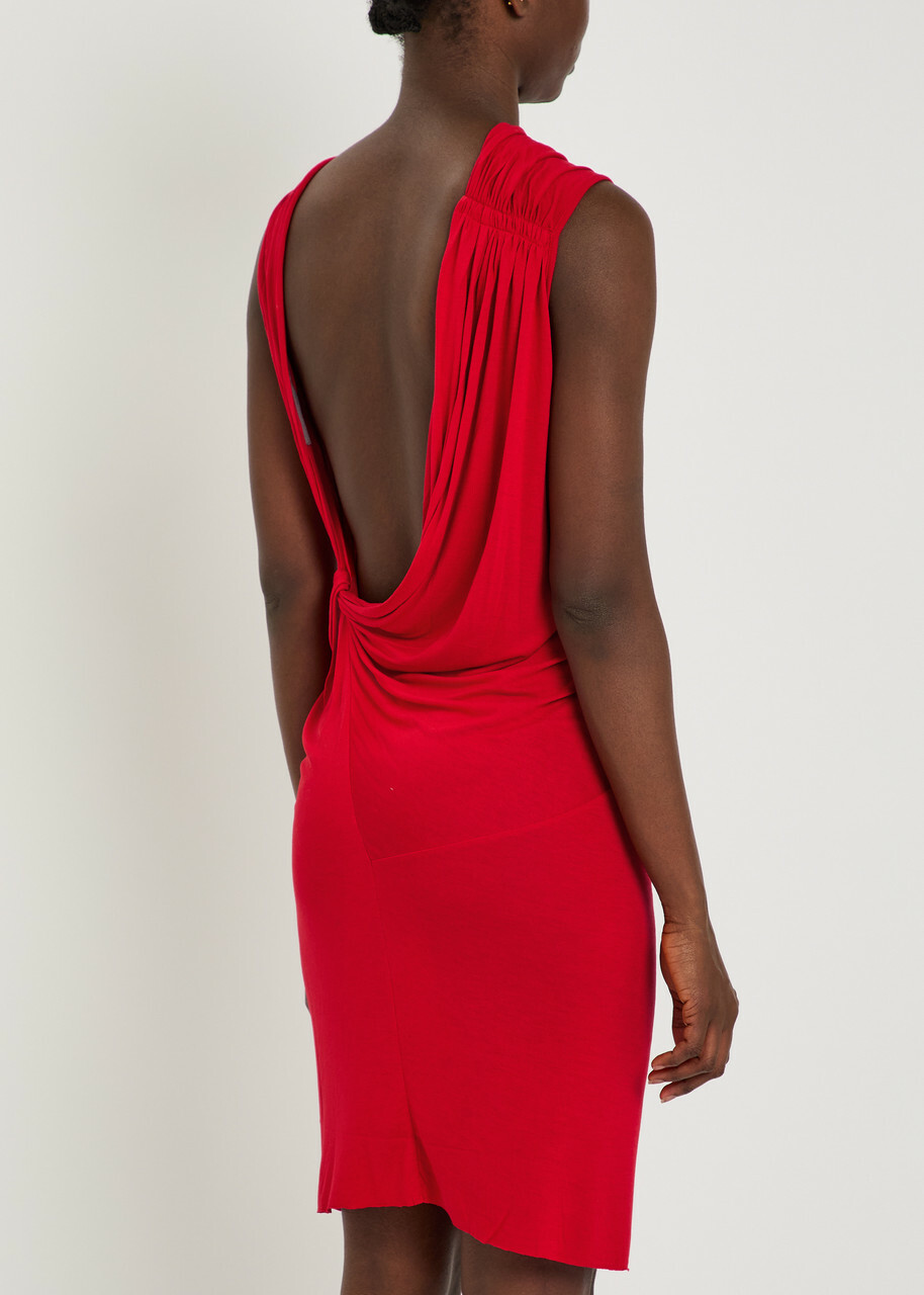 Rick Owens Lilies Shailee Draped Jersey Mini Dress Red