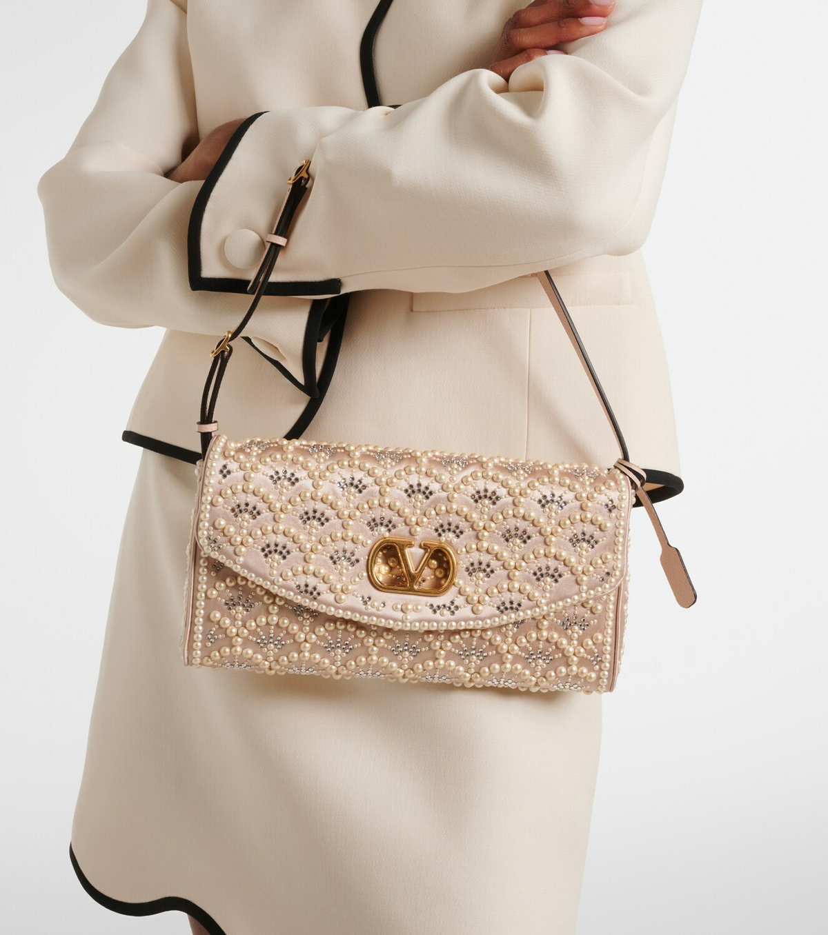 Valentino Garavani DeVain Small embellished satin shoulder bag