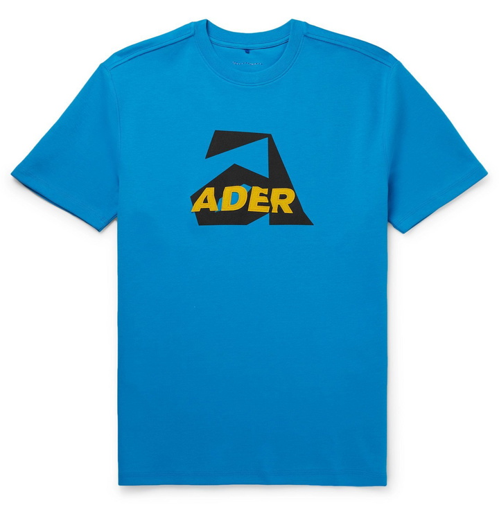 Photo: Ader Error - Oversized Logo-Appliquéd Printed Cotton-Blend Jersey T-Shirt - Blue